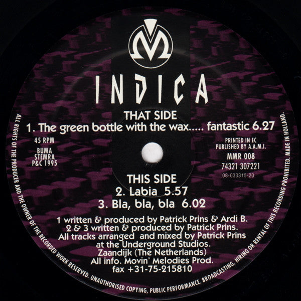 Indica - Green Bottle With The Wax..... Fantastic - Used Vinyl Record