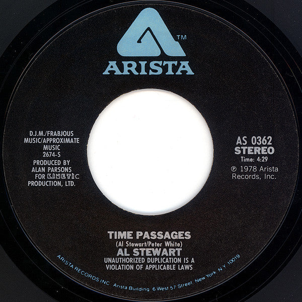 Al Stewart - Time Passages / Almost Lucy - Used Vinyl Record 7"
