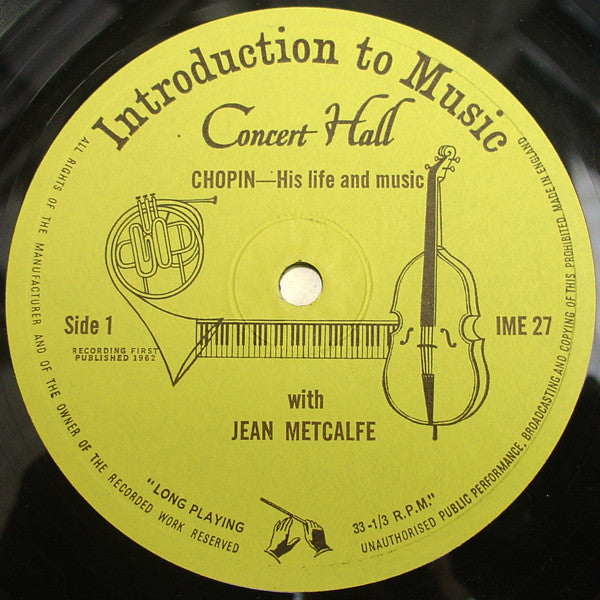 Jean Metcalfe - Chopin - His Life And Music - Used Vinyl Record