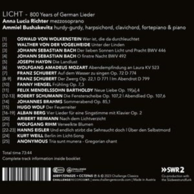 ANNA LUCIA / AMM RIC - LICHT! 800 Years of German Lied - CD