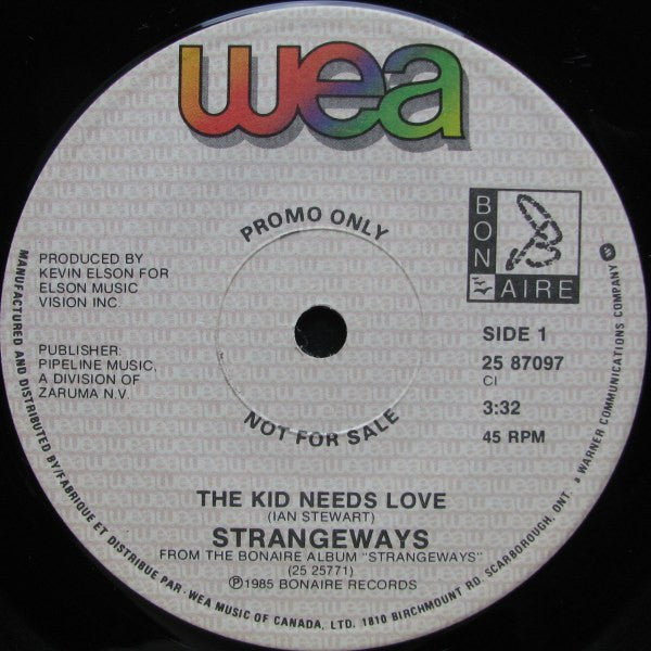 Strangeways - Kid Needs Love / Cry Out - Used Vinyl Record 7"