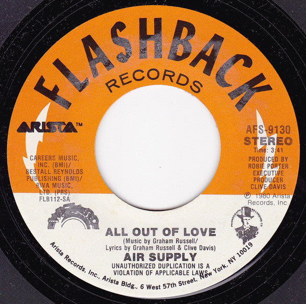 Air Supply - All Out Of Love - Used Vinyl Record 7"