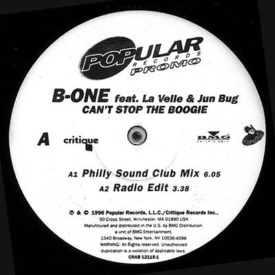B-One - Can't Stop The Boogie - Used Vinyl Record 12"