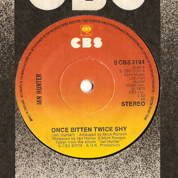 Ian Hunter - Once Bitten Twice Shy - Used Vinyl Record 7"