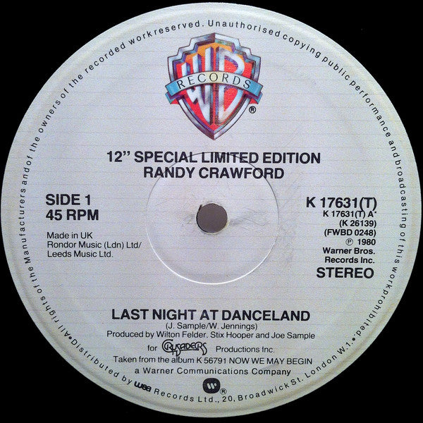 Randy Crawford - Last Night At Danceland - Used Vinyl Record 12"