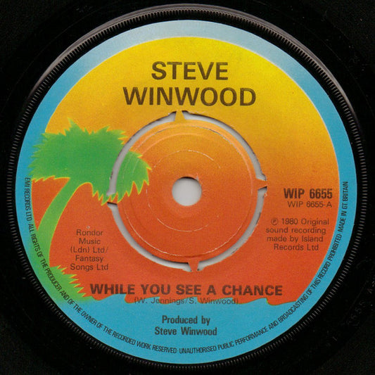 Steve Winwood - While You See A Chance - Used Vinyl Record 7"