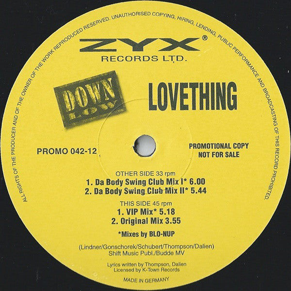 Down Low - Lovething - Used Vinyl Record 12"