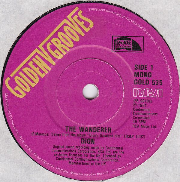 Dion - Wanderer - Used Vinyl Record 7"