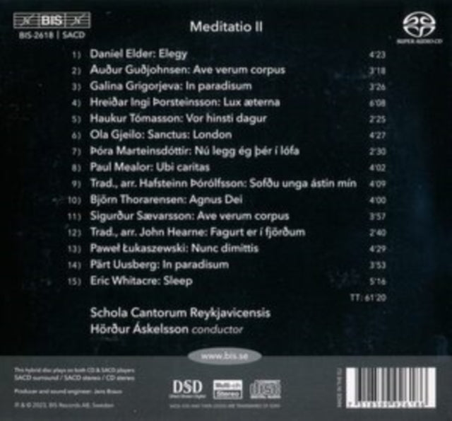 SCHOLA CANTORUM/ASKE - MEDITATIO II - MUSIC FOR MIXED - CD