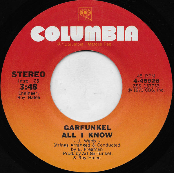 Art Garfunkel - All I Know - Used Vinyl Record 7"