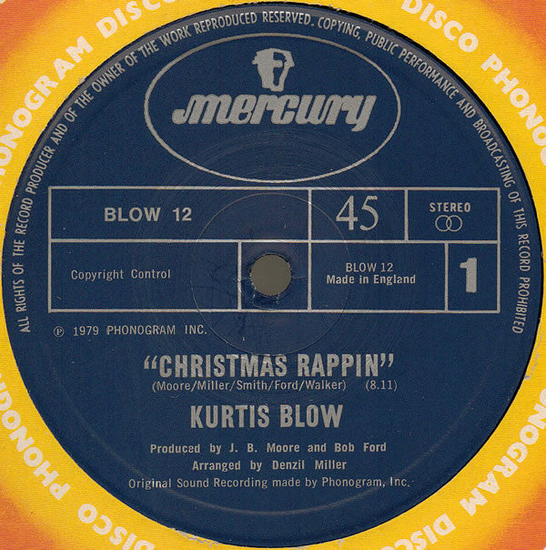 Kurtis Blow - Christmas Rappin' - Used Vinyl Record 12"