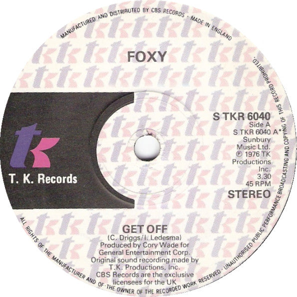 Foxy - Get Off - Used Vinyl Record 7"