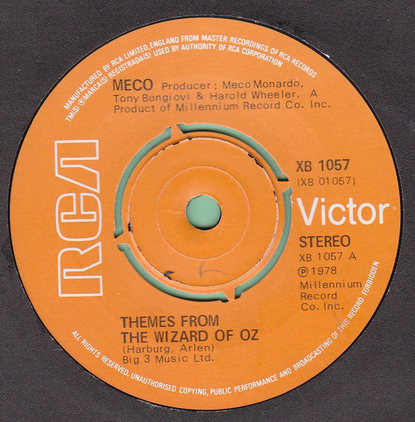 Meco Monardo - mes From The Wizard Of Oz - Used Vinyl Record 7"