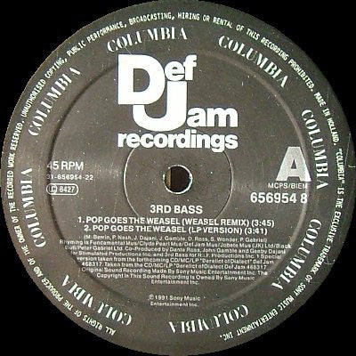 3rd Bass - Pop Goes The Weasel / Derelict Of Dialect - Used Vinyl Rec