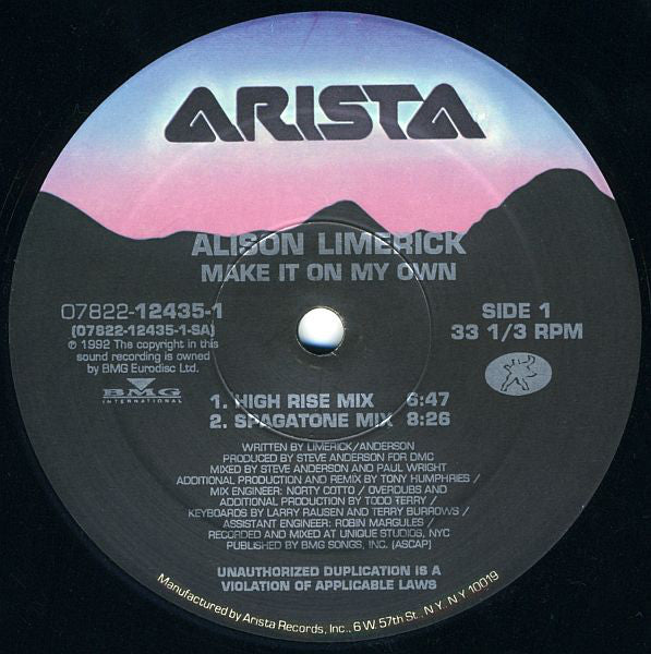 Alison Limerick - Make It On My Own - Used Vinyl Record 12"