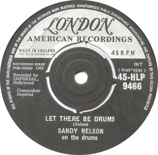 Sandy Nelson - Let There Be Drums - Used Vinyl Record 7"