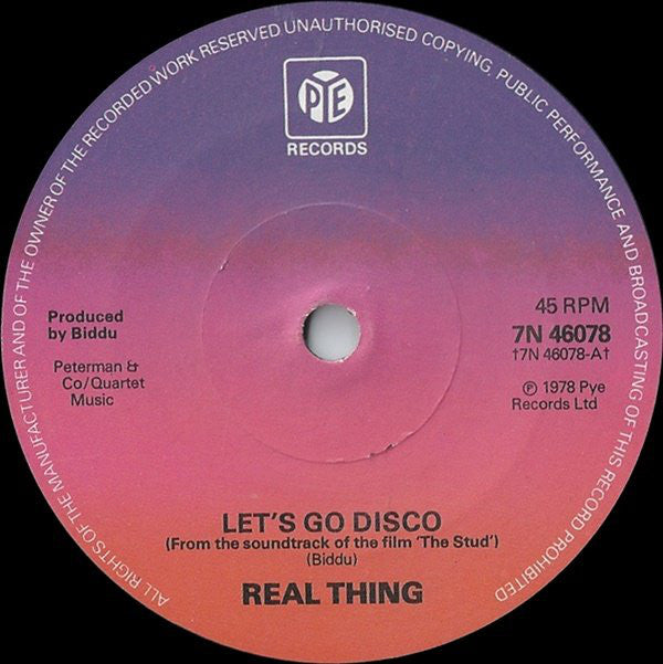 Real Thing - Let's Go Disco - Used Vinyl Record 7"