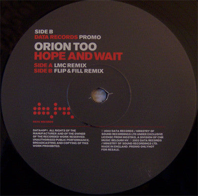 Orion Too - Hope And Wait - Used Vinyl Record 12"