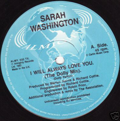 Sarah Washington - I Will Always Love You (Dolly Mix) - Used Vinyl Re
