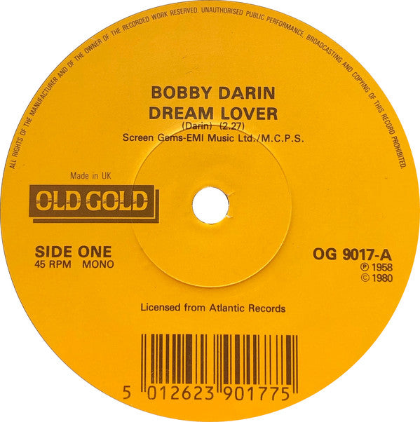 Bobby Darin - Dream Lover / Mack The Knife - Used Vinyl Record 7"