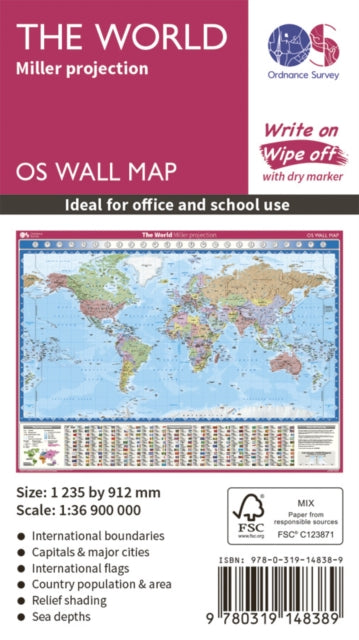 Ordnance Survey - World Miller Projection - New Sheet map