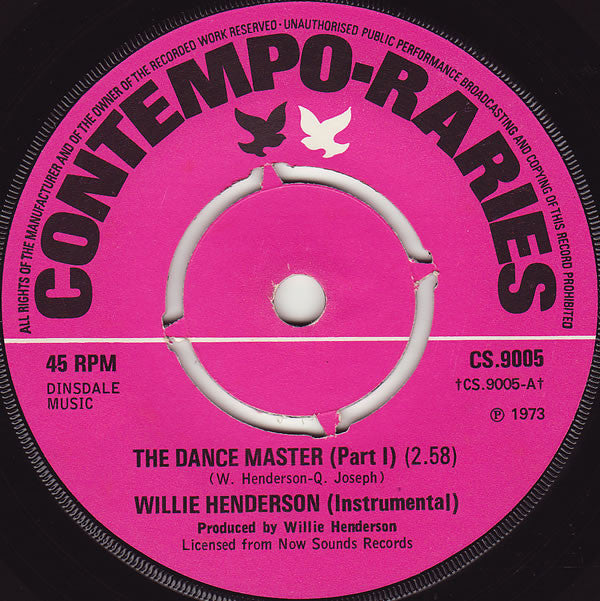 Willie Henderson - Dance Master - Used Vinyl Record 7"