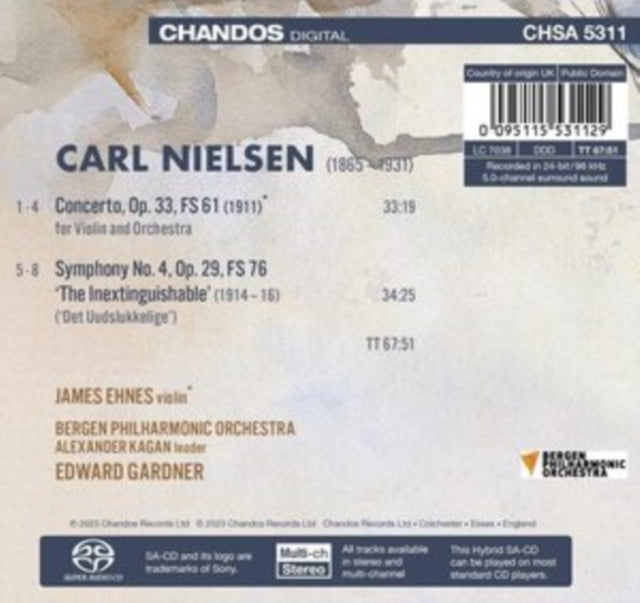 JAMES EHNES; BERGEN - CARL NIELSEN VIOLIN CONCERTO; - CD