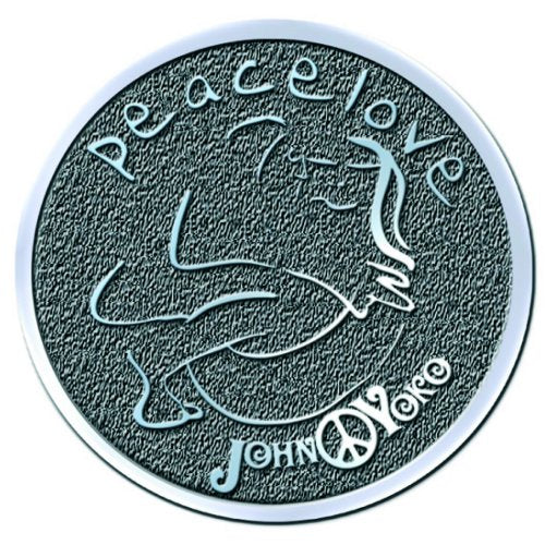 JOHN LENNON - JOHN & YOKO PEACE & LOVE CHROME PIN BADGE - Binders & No