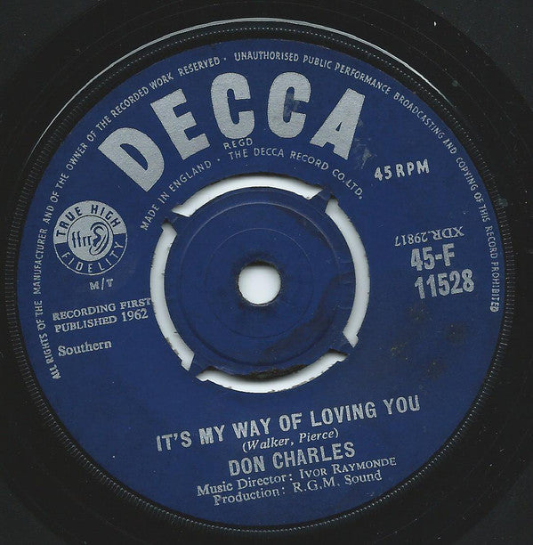 Don Charles - It's My Way Of Loving You - Used Vinyl Record 7"