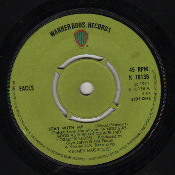 Faces - Stay With Me - Used Vinyl Record 7"