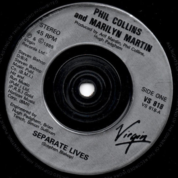Phil Collins - Separate Lives (Love Theme From White Nights) - Used Vin