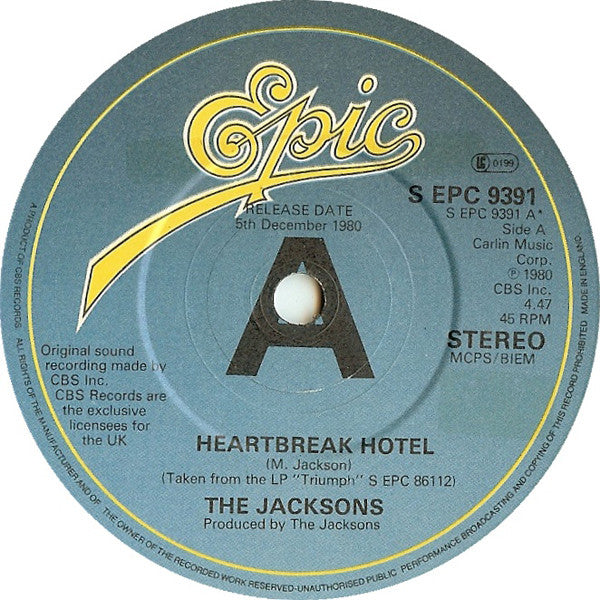 Jacksons - Heartbreak Hotel - Used Vinyl Record 7"