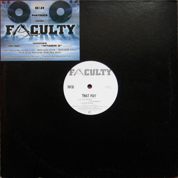 Faculty - That Pay / You Know Who - Used Vinyl Record 12"