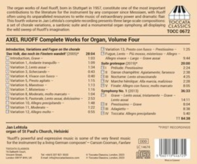 LEHTOLA - AXEL RUOFF COMPLETE WORKS FOR - CD