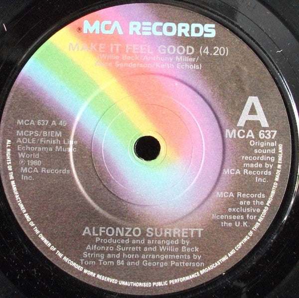 Alfonso Surrett - Make It Feel Good - Used Vinyl Record 7"