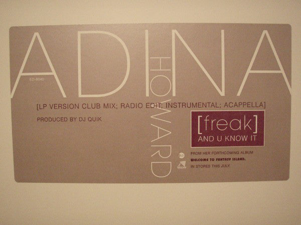 Adina Howard - (Freak) And U Know It - Used Vinyl Record 12"