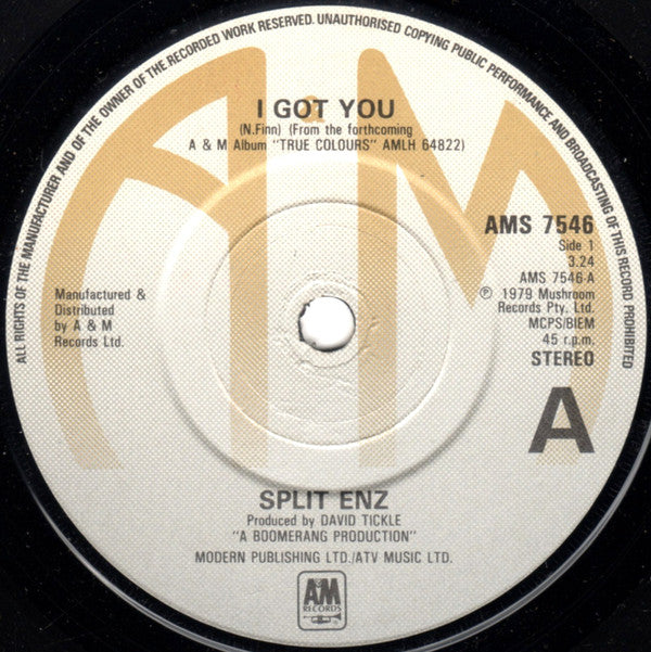 Split Enz - I Got You - Used Vinyl Record 7"