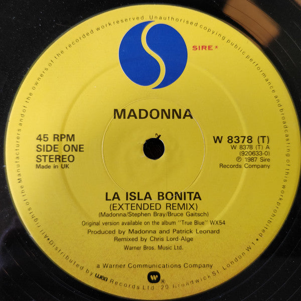 Madonna - La Isla Bonita - Used Vinyl Record 12"