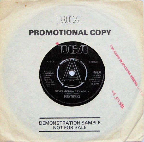 Eurythmics - Never Gonna Cry Again - Used Vinyl Record 7"
