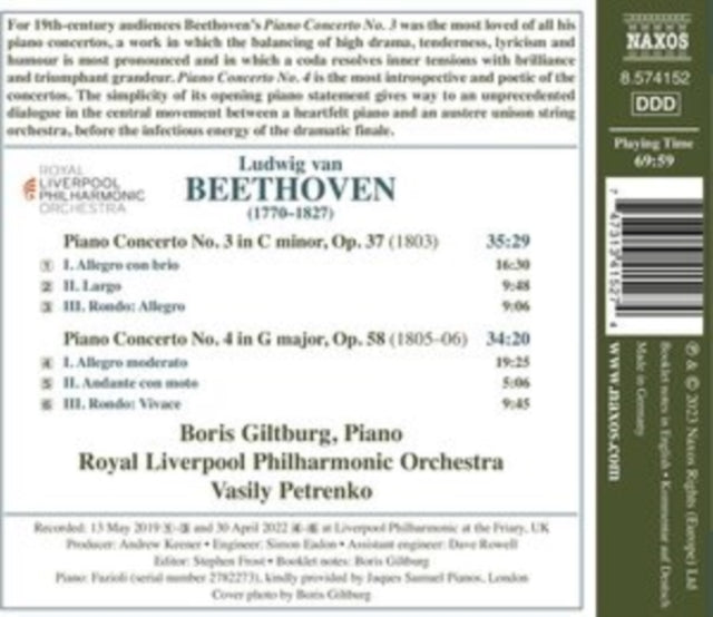 GILTBURG/RLPO/PETREN - BEETHOVENPIANO CONCERTOS 3 AN - CD