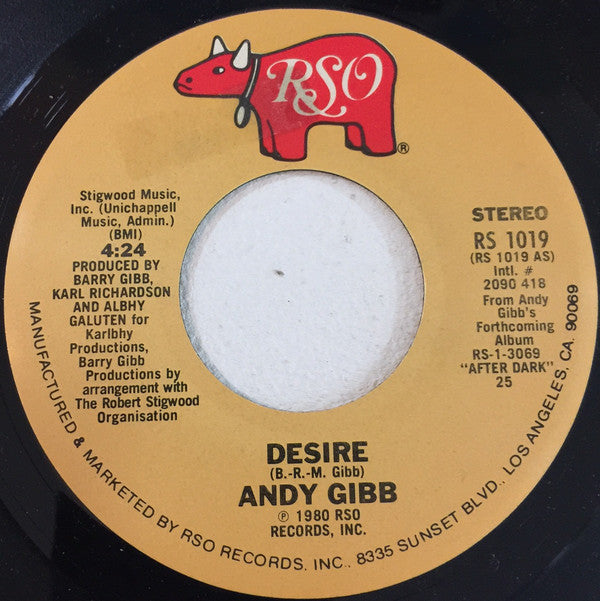 Andy Gibb - Desire - Used Vinyl Record 7"
