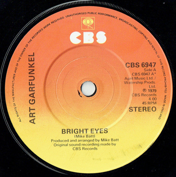Art Garfunkel - Bright Eyes - Used Vinyl Record 7"