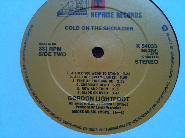 Gordon Lightfoot - Cold On The Shoulder - Used Vinyl Record