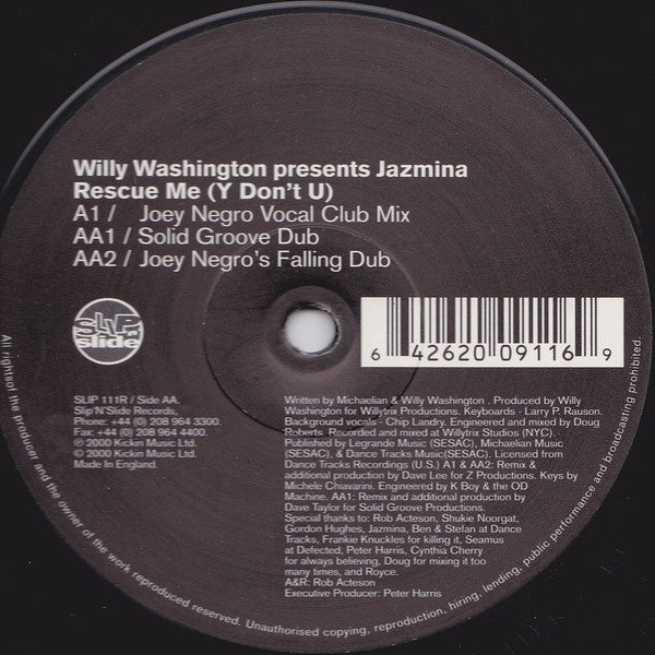 Willy Washington - Rescue Me (Y Don't U) (Part 2) - Used Vinyl Recor