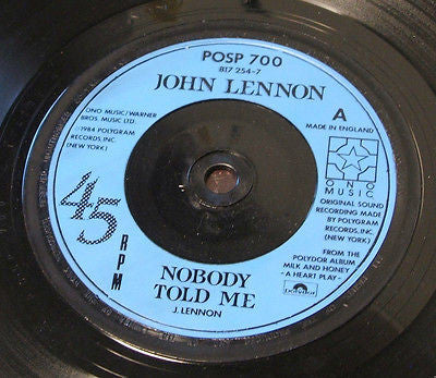 John Lennon - Nobody Told Me - Used Vinyl Record 7"