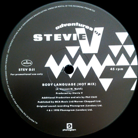 Adventures Of Stevie - Body Language - Used Vinyl Record 12"
