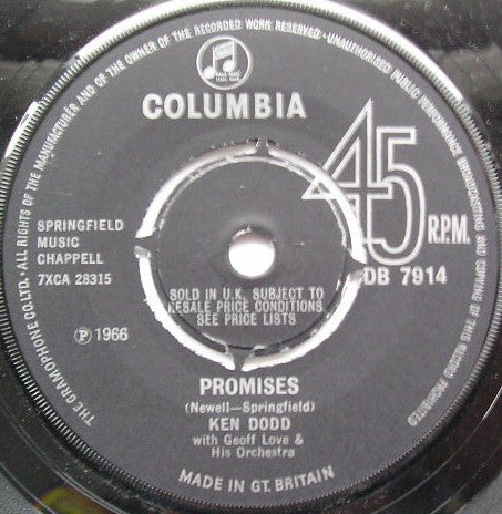 Ken Dodd - Promises - Used Vinyl Record 7"