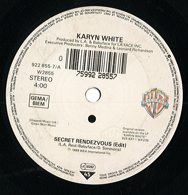 Karyn White - Secret Rendezvous - Used Vinyl Record 7"
