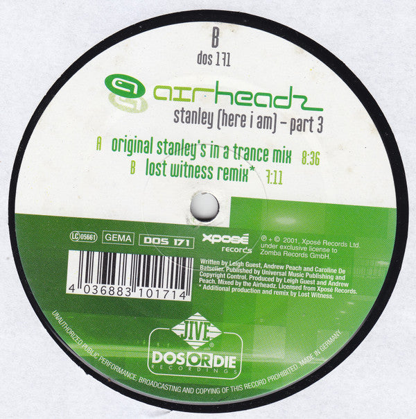 Airheadz - Stanley (Here I Am) (Part 3) - Used Vinyl Record 12"