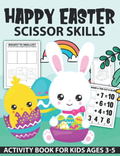 MILU - Happy Easter Scissor Skills Activity Book for kids  Fun Scissor